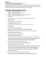 Beowulf Part 1 Study Guide Docx Name Beowulf Part I Study Guide Type