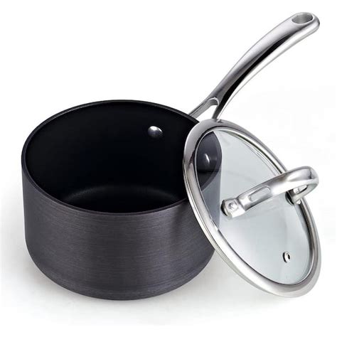 Cooks Standard 3 Qt Hard Anodized Aluminum Nonstick Sauce Pan In Black