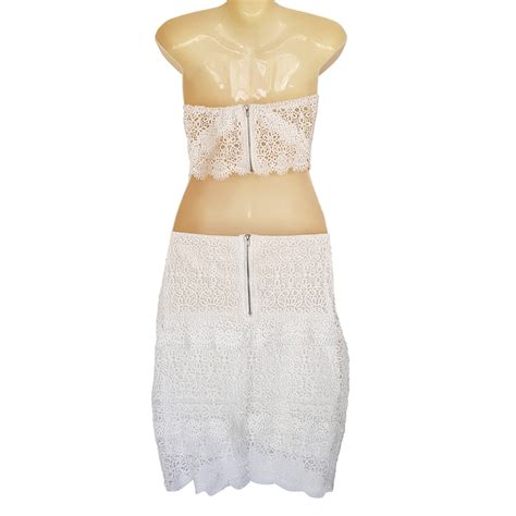 Summer 2 Piece White Lace Top Skirt Set Thriftd Australia