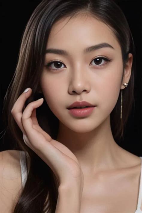 realistic portrait  asian girl  studio stable diffusion ai image