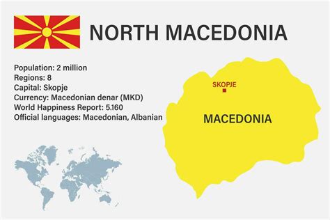 Highly Detailed Macedonia Map With Flag Capital And Small Map Of The