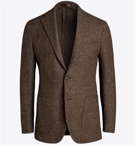 Waverly Brown Herringbone Tweed Jacket Custom Fit Tailored Clothing