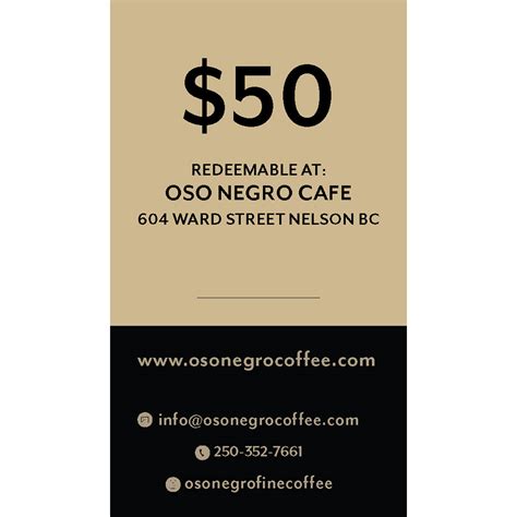 $50 Cafe Gift Card - Oso Negro Coffee