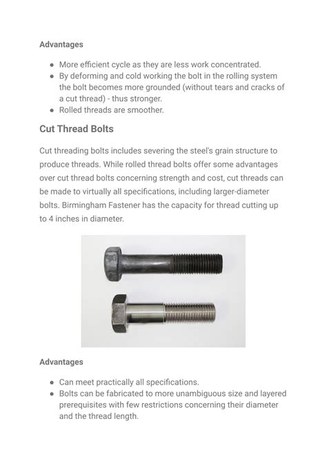 Ppt Difference Between Rolled And Cut Thread Bolts Powerpoint