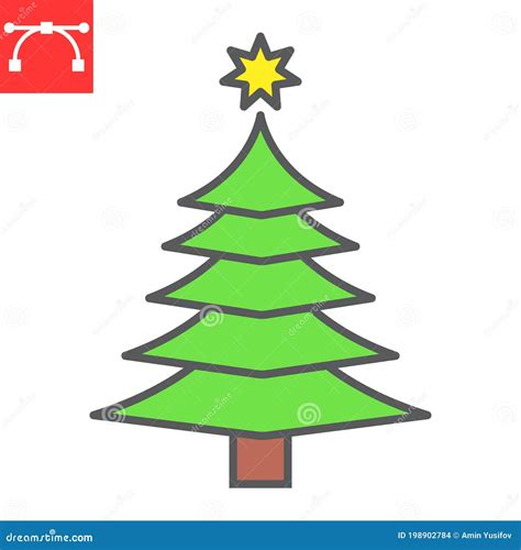 Icono De Línea De Color De árbol De Navidad Navidad Navidad Y Signo De