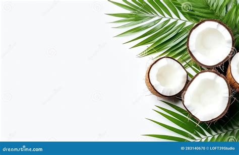 Coconut Slice Coco Pieces Isolated On White Coconut