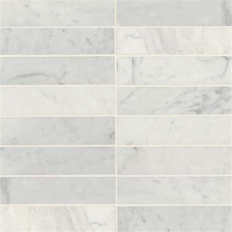 Bedrosians Monet Rectangle 2 In X 8 In Honed White Carrara Marble