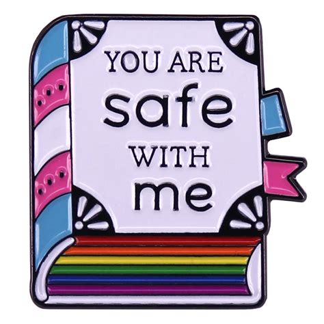 Book Cover You Are Safe With Me Enamel Pin Uk