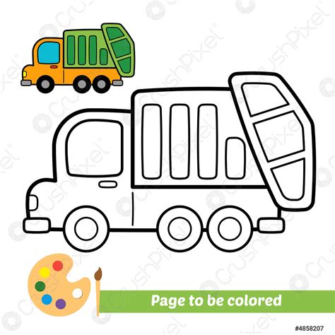 Coloring book for kids, garbage truck vector - stock vector 4858207 ...