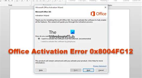 Fix Office Activation Error X Fc