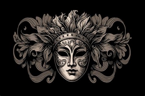 Premium Vector Carnival Mask Carnival Black Color In Sketch Style