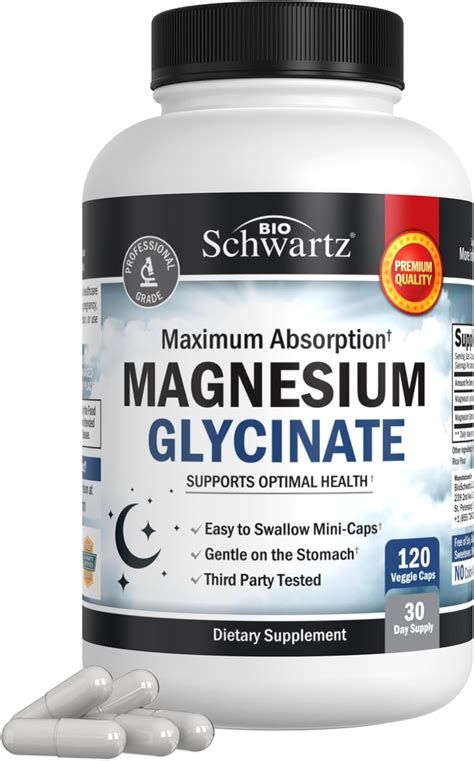 Bioschwartz Magnesium Glycinate 500mg Nerves Muscles Heart And Sleep