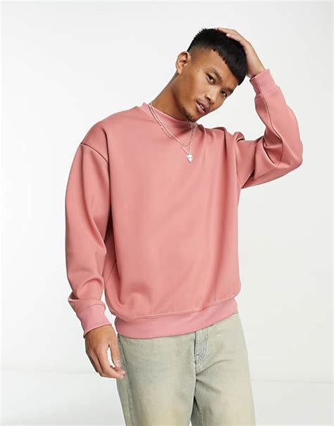 Asos Design Oversize Sweatshirt Aus Neopren In Staubigem Rosa Asos