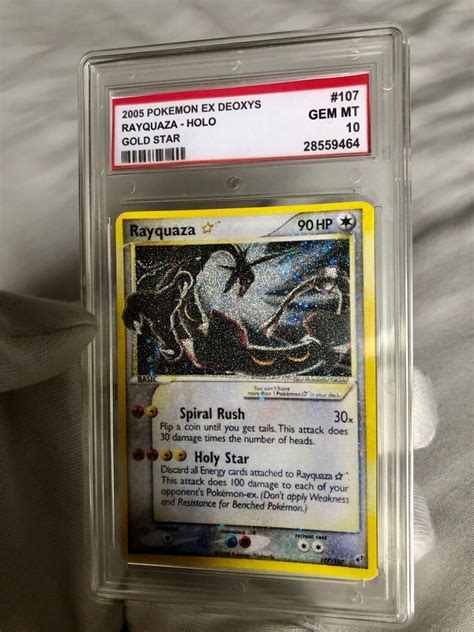 Holographic Rayquaza Gold Star Ex Deoxys Sealed Acrylic Etsy Uk