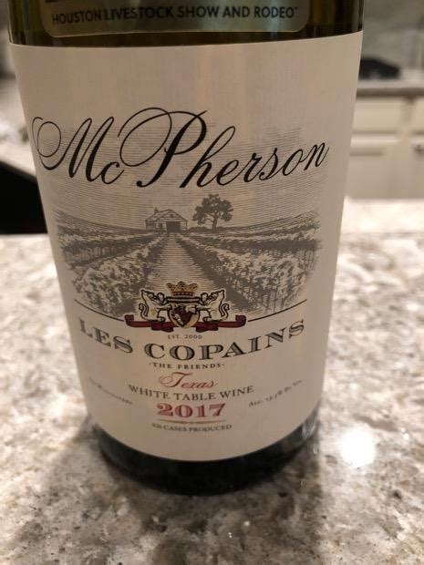 2017 Mcpherson Cellars Les Copains Usa Texas Cellartracker