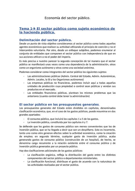 Economía Del Sector Público Tema 1 El Sector Público Como Sujeto