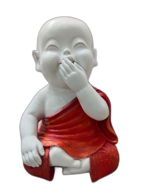 Polsihed White Red Fiber Laughing Buddha Statue For Decoration At Rs