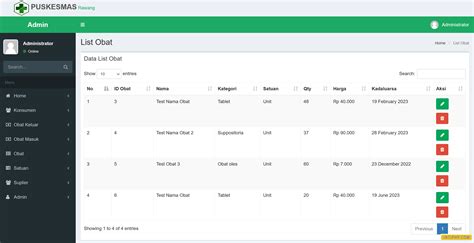 Source Code Manajemen Stok Obat Masuk Dan Obat Keluar Puskesmas Inti Php