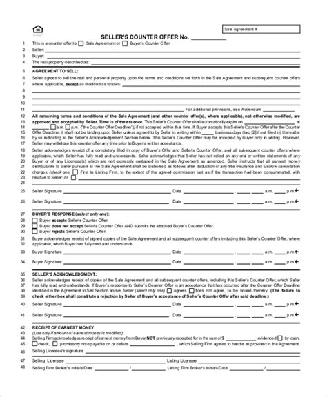 Free Printable Real Estate Counter Offer Form Printable Forms Free Online