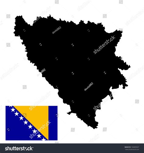 Bosnia And Herzegovina Vector Map And Vector Flag Isolated On White