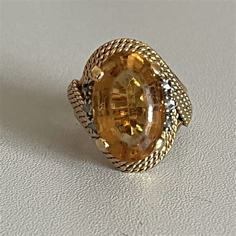 Proantic Bague Or Jaune Citrine Diamants Ann Es