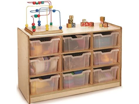 Classroom Cubby Storage w/ 9 Clear Cubby Bins WBR-0909T, Preschool Cubbies