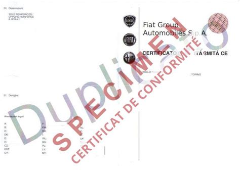 Certificat de Conformité Alfa romeo Gratuit Immatriculation d une