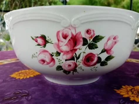 SALADIER OU LÉGUMIER ancien en Faience de Gien France Décor de Roses