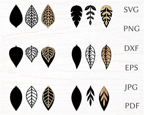 Earring Svg File For Cricut Leaf Earring Svg Bundle Laser Etsy