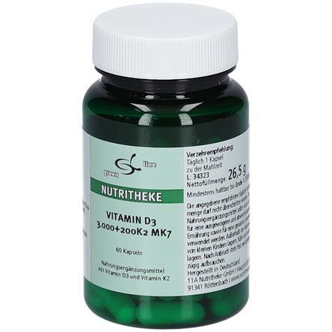 green line NUTRITHEKE Vitamin D3 3000 +200 K2 MK9 60 St - Shop Apotheke