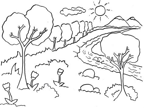 gambar  mewarnai pemandangan alam