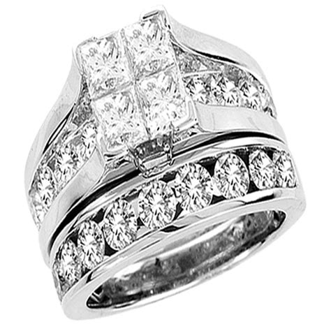 14k White Gold 100ctw Princess Cut Engagement Ring Set Bridge Under W Monica Jewelers