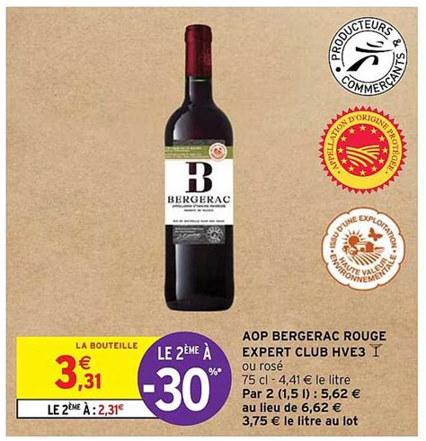 Promo Aop Bergerac Rouge Expert Club Hve3 chez Intermarché Hyper