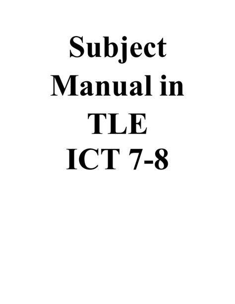 Subject Manual Tle 7 8