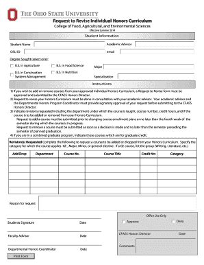 Fillable Online Student Informationinstructions Request To Revise Fax