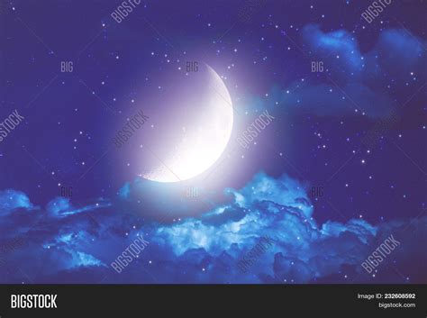 Dark Sky With Stars And Moon