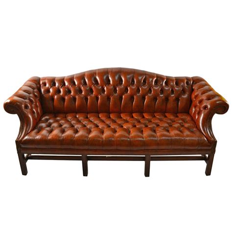 Leather Camel Back Sofa - Odditieszone