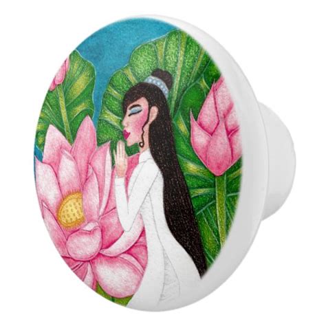 Pomo De Cerámica Kwan Yin Diosa de la Misericordia Zazzle Kwan