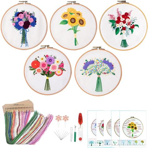 Amazon KomoDomo 5 Sets Embroidery Kit For Beginners Learn To