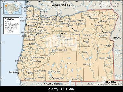 Mapa Pol Tico De Oregon Fotograf A De Stock Alamy