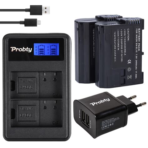 Probty 2pcs En El15 Enel15 El15 Camera Battery Lcd Usb Dual Charger