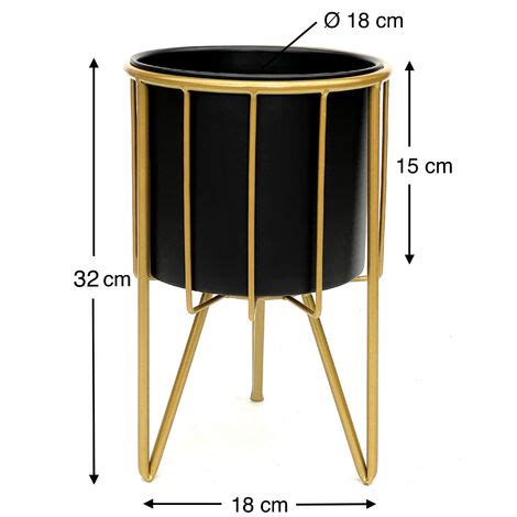 Dandibo Tabouret De Fleur Avec Pot M Tal Or Noir Rond S Cm Support