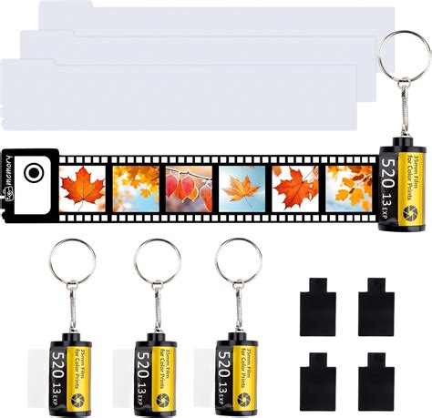 Framendino 4 Pack Memory Film Roll Sublimation Blank Keychain Double