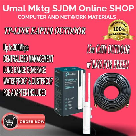 Tp Link Eap110 Outdoor V3 With Free 15meter Cat6 Outdoor With Rj45