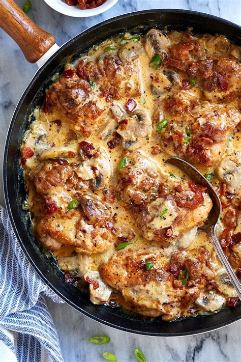 Creamy Mushroom Chicken Skillet With Bacon Recipe Eatwell