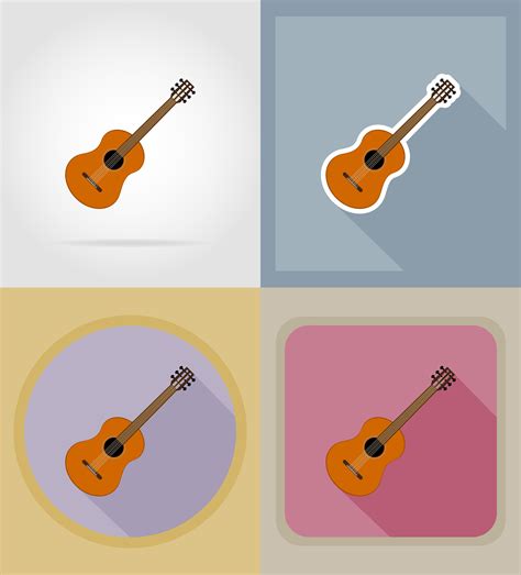 Acoustic Guitar Flat Icons Vector Illustration 489512 Vector Art At