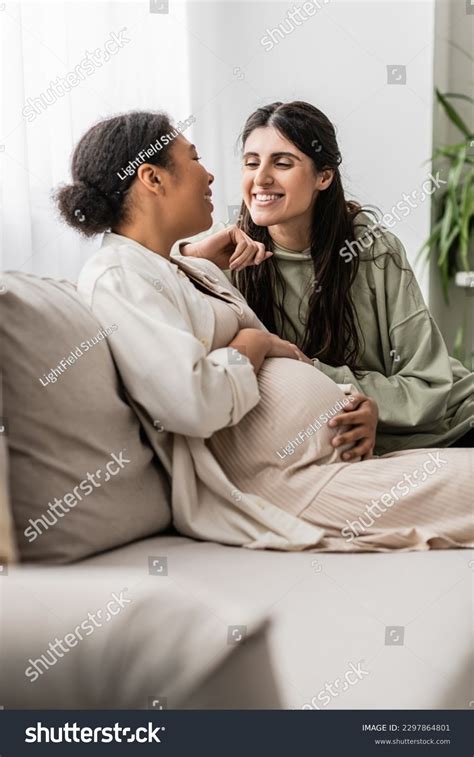 Happy Lesbian Woman Hugging Pregnant Multiracial Stock Photo 2297864801 Shutterstock