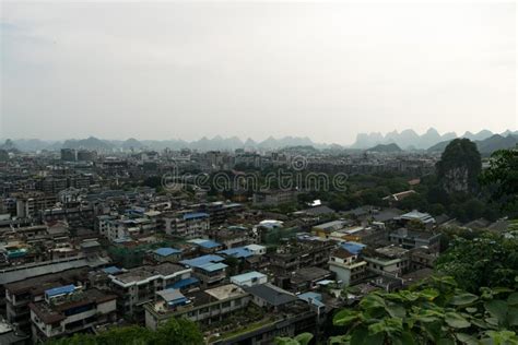 Guilin Downtown and Karst Mountain Stock Photo - Image of karst, green ...