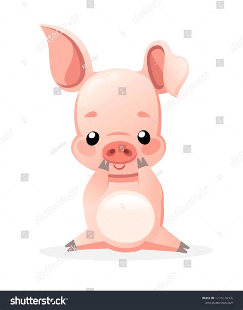 Cute Pig Cartoon Character Design Happy Vector De Stock Libre De