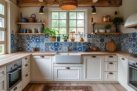 Premium Photo | Cozy Dutch Inspired Kitchen With Delftware Tiles ...